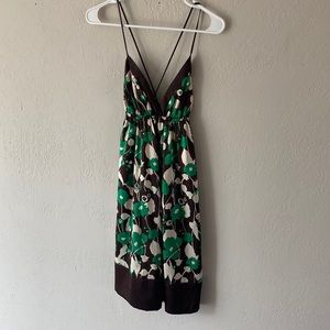 Brown, green and cream floral dress
